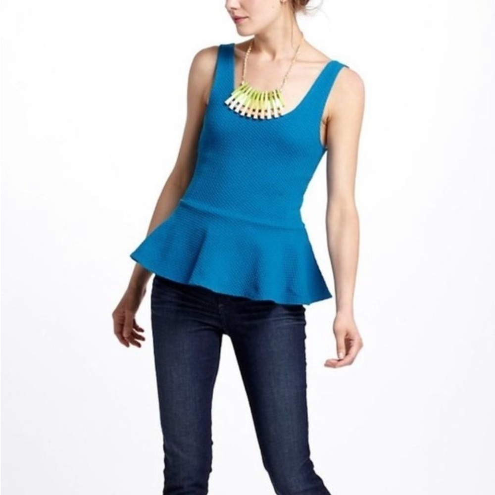 Ganni Teal Peplum Top S - Picture 3 of 9